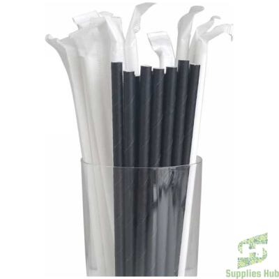 Ind Wrapped - Jumbo Straws - Paper - Black - 8mm | 250 Pcs