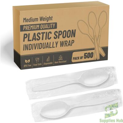 Plastic Soup Spoons - White - Ind. Wrapped | 1000 Pcs