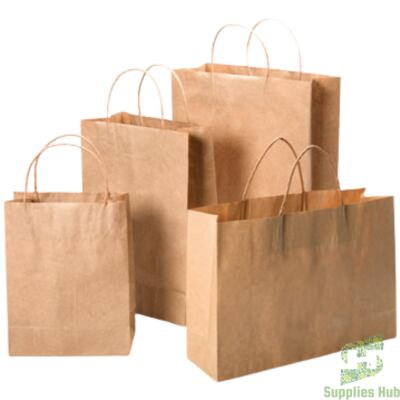 Paper Bags With Twisted Handle - Brown  (L)10" x (W)5" x (H)13" , Bundle | 250 Pcs