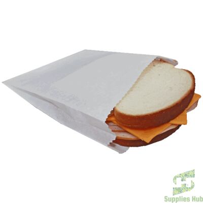Sandwich bags 6" x 0.75" x 6.75", Regular, Greaseproof, White | 1000 Pcs