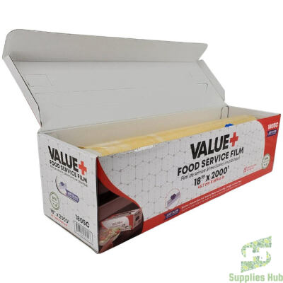18" x 2000' Food Film Wrap with Slide Cutter Box | 1 Roll
